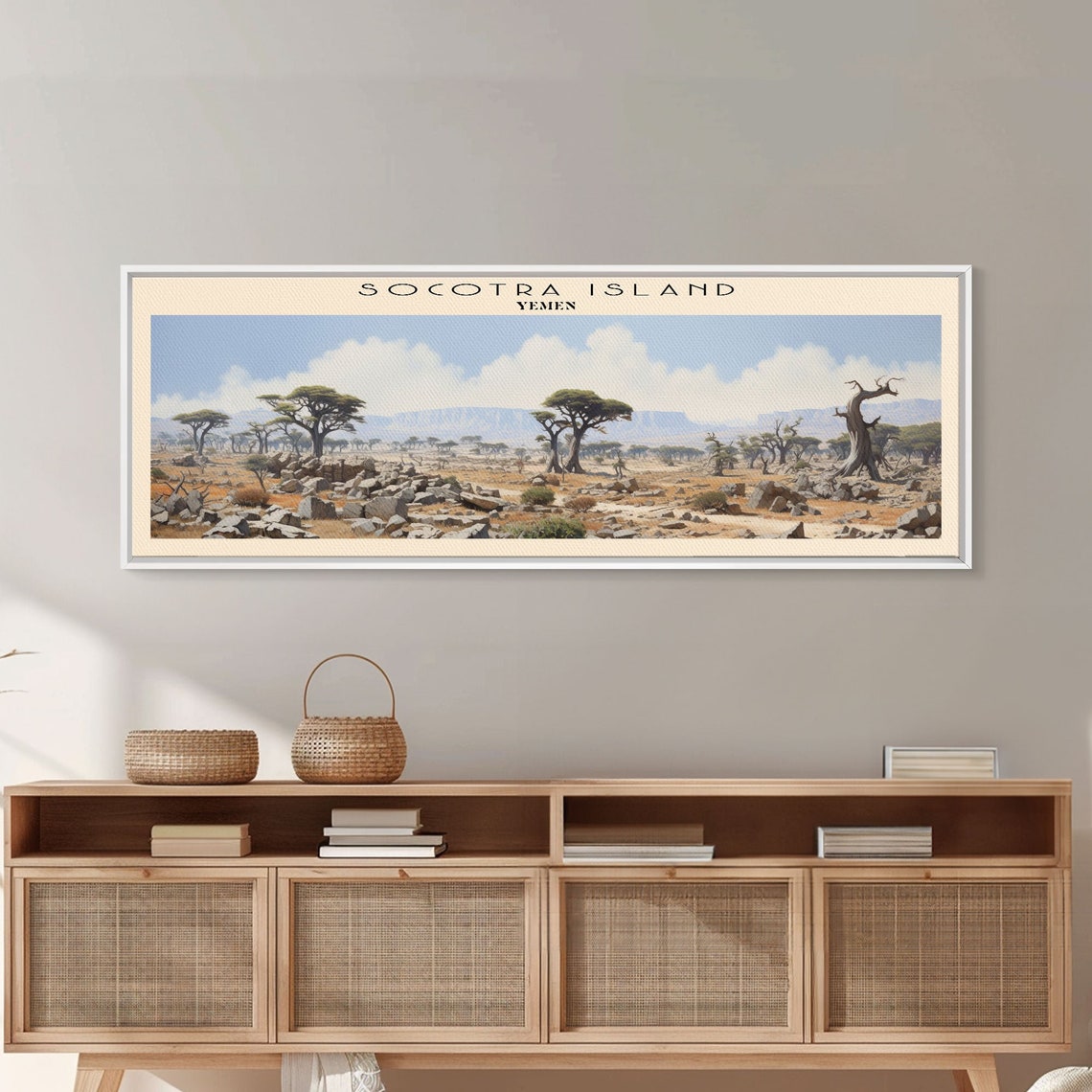 Socotra Island Framed Print Travel Poster Panoramic Wall Art Home Decor Gift For Travel Lover Wall Hanging