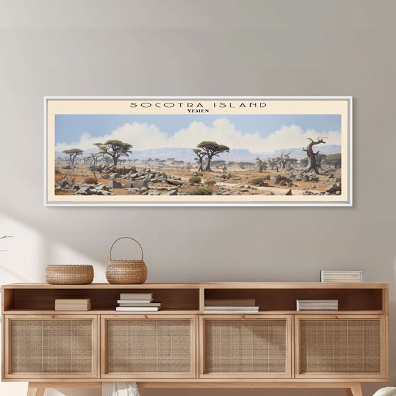 Socotra Island Framed Print Travel Poster Panoramic Wall Art Home Decor Gift For Travel Lover Wall Hanging