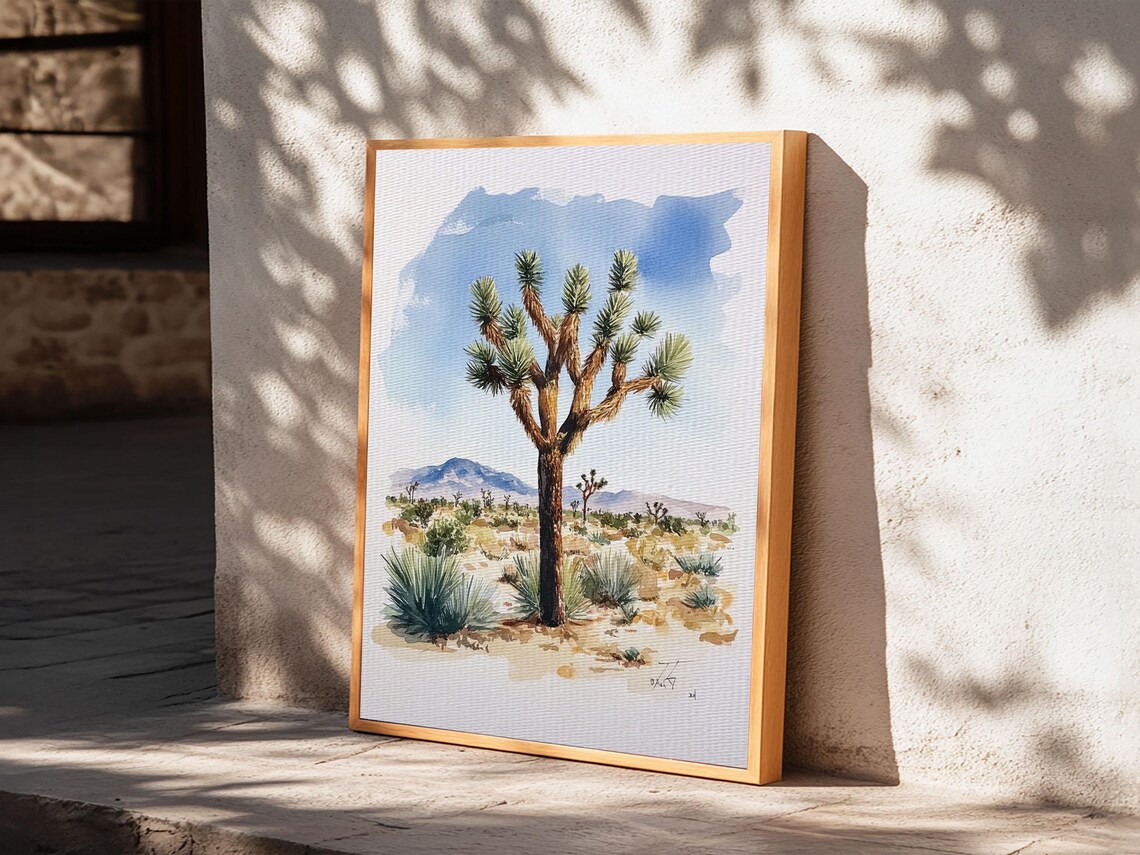 Joshua Tree Desert Landscape Watercolor California Art Poster - Image 4