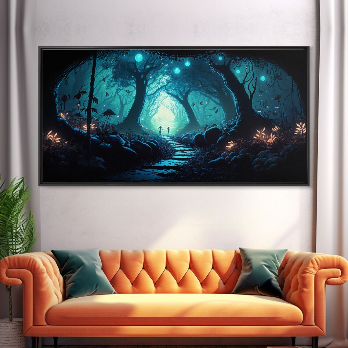 Beautiful Fantasy Art Framed Print Moonlit Forest Floor Fantasy Concept Art - Image 5