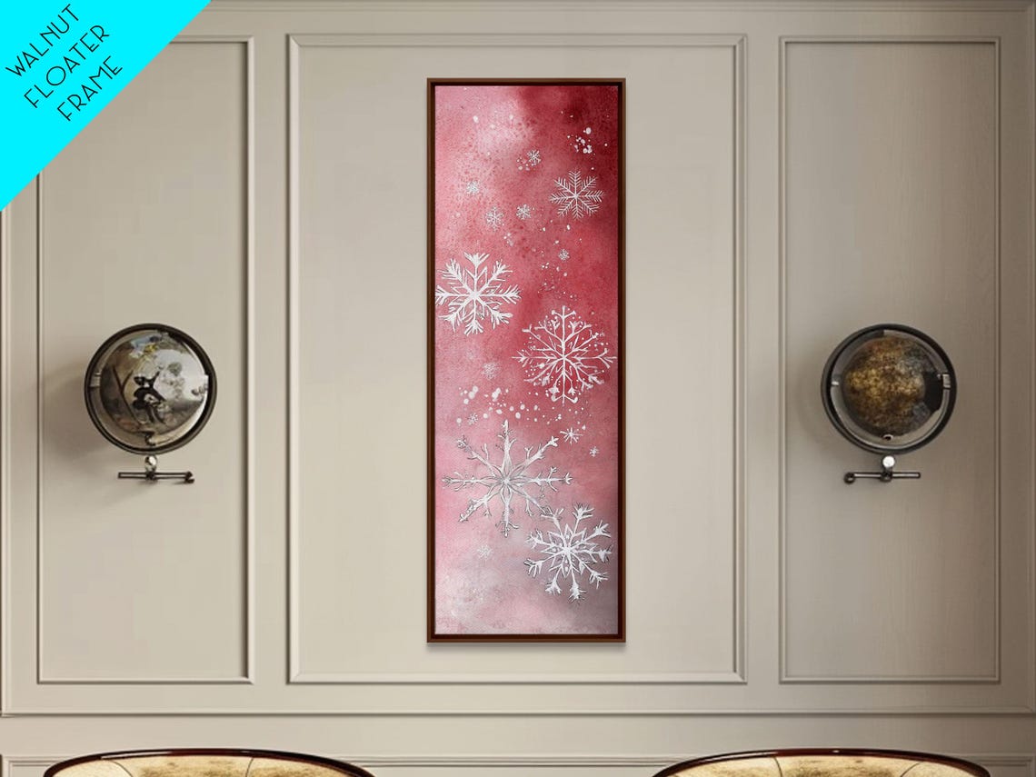 Blush Pink Snowflakes Watercolor Whimsical Winter Christmas Poster - Image 3