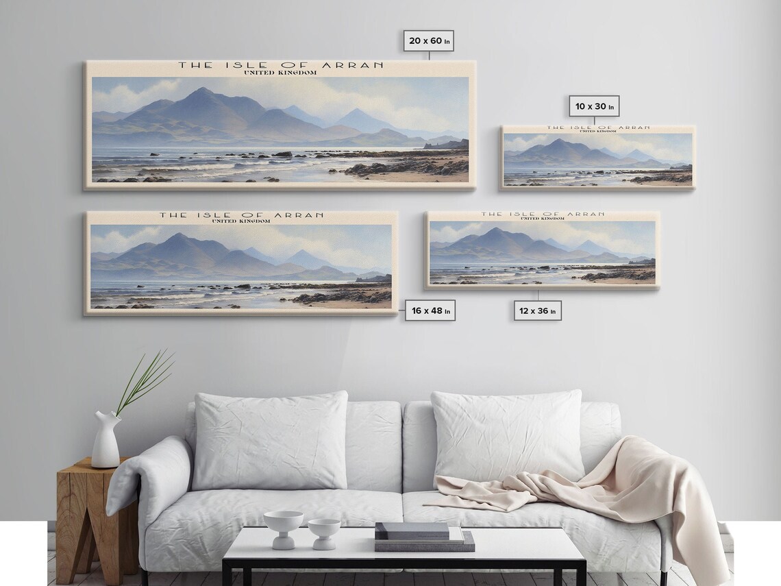 Isle of Arran Scotland Rocky Shore Blue Mountain Coast Travel Poster - Image 3