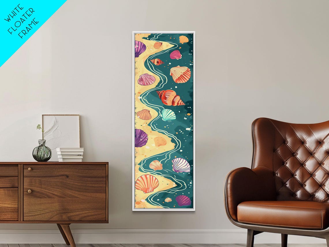 Seashells Shoreline Pastel Waves Beach Japanese Coastal Art Poster - Image 5