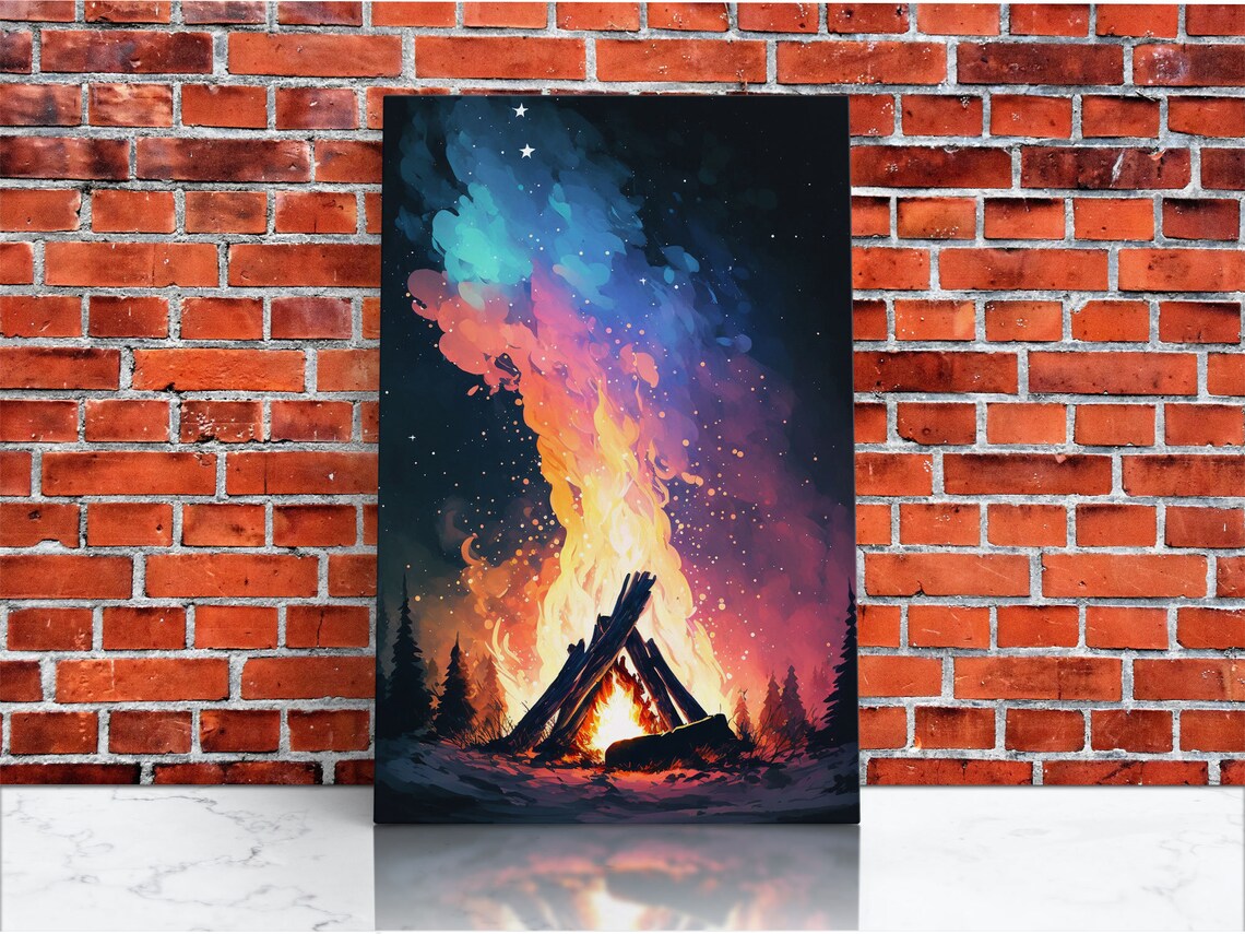 Campfire Print, North Lake Life Cabin Art Print - Image 4