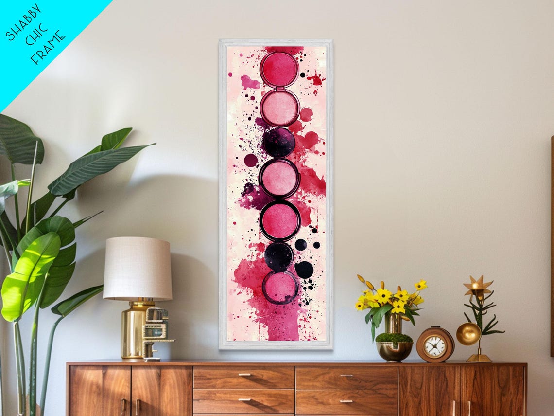Makeup Palette Print Modern Pink Abstract Art With Splatter Design Bold Vertical Wall Art Unique Wabi Sabi Minimalist Print - Image 5
