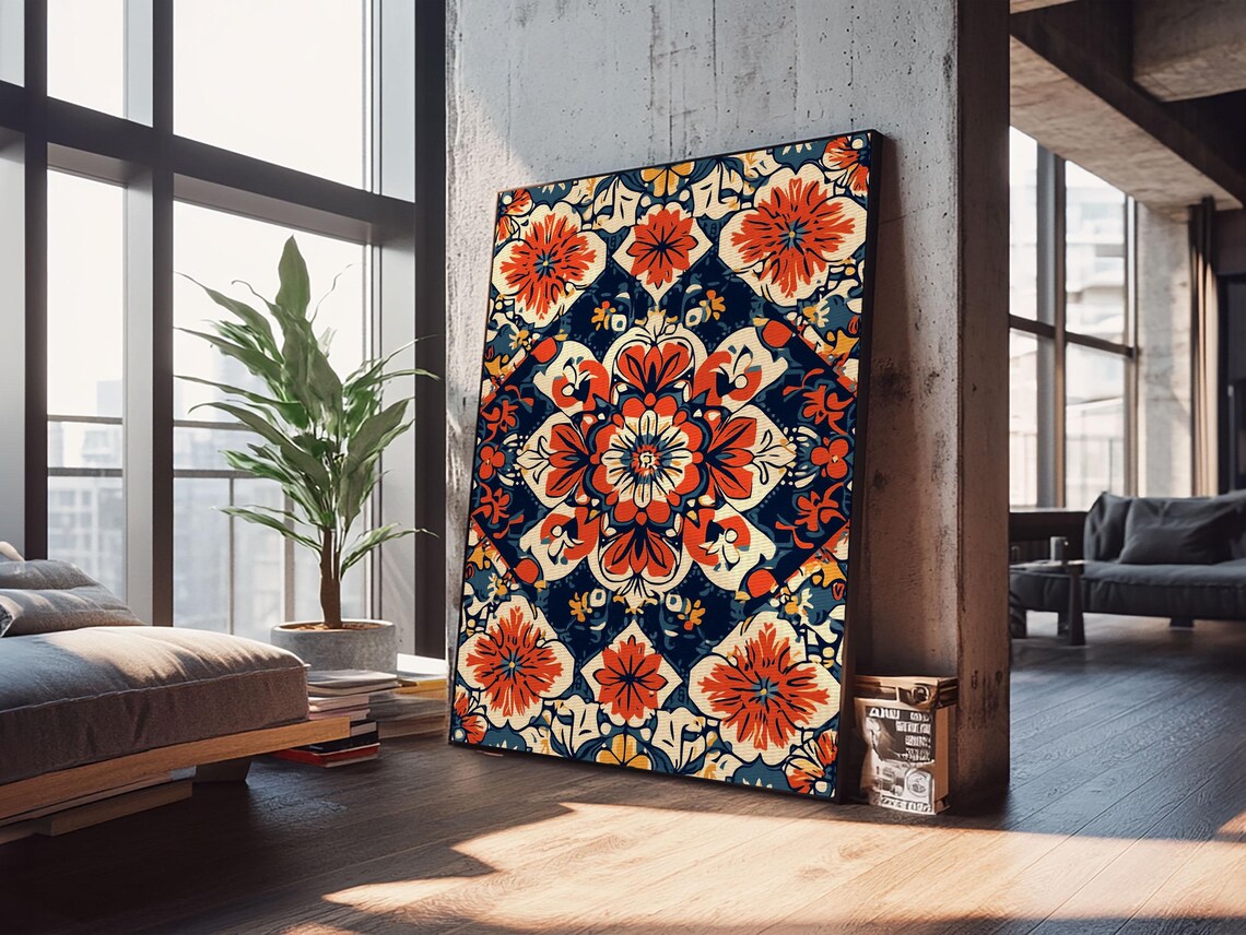 Floral Mexican Tile Pattern Art Print, Southwestern Style - Image 6