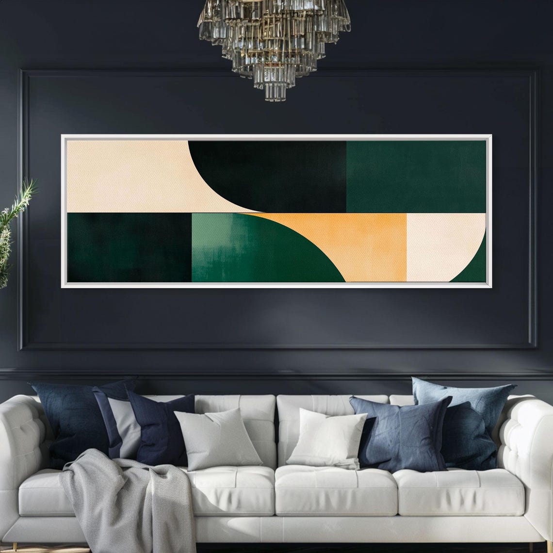 Emerald Green Geometric Curves Mid Century Modern Abstract Poster - Image 2