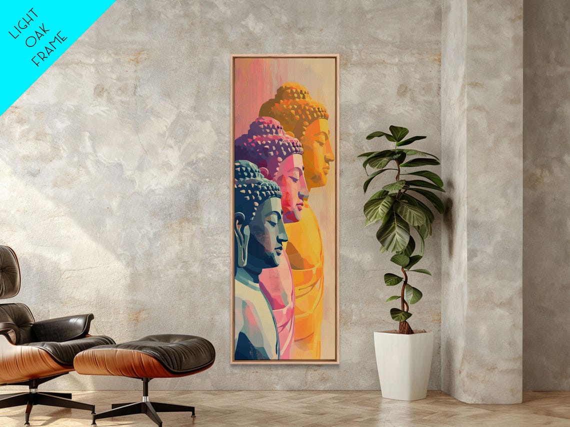 Colorful Buddha Heads Pastel Zen Japanese Ukiyo E Art Poster - Image 3