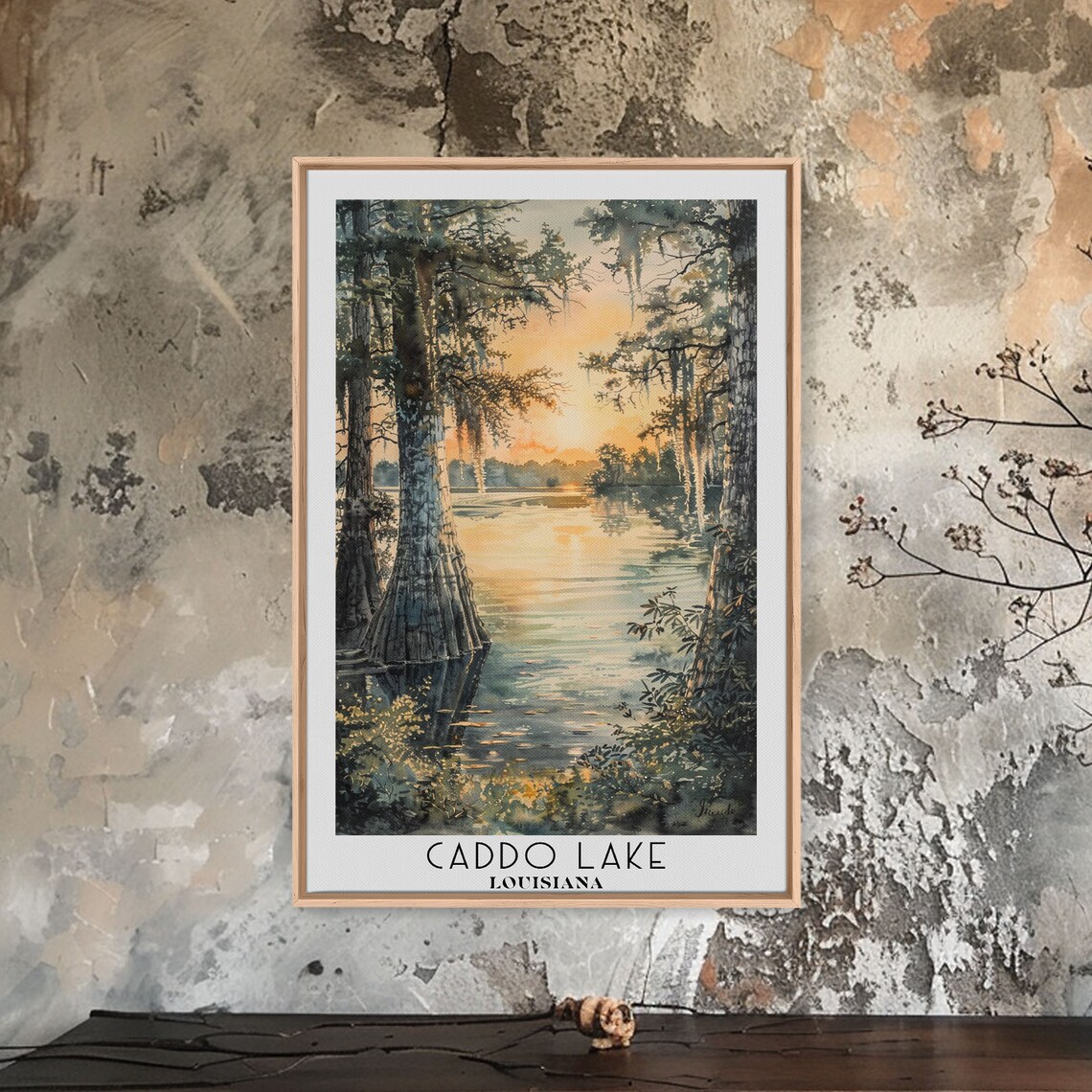 Caddo Lake Louisiana Watercolor Landscape Travel Poster - Image 4