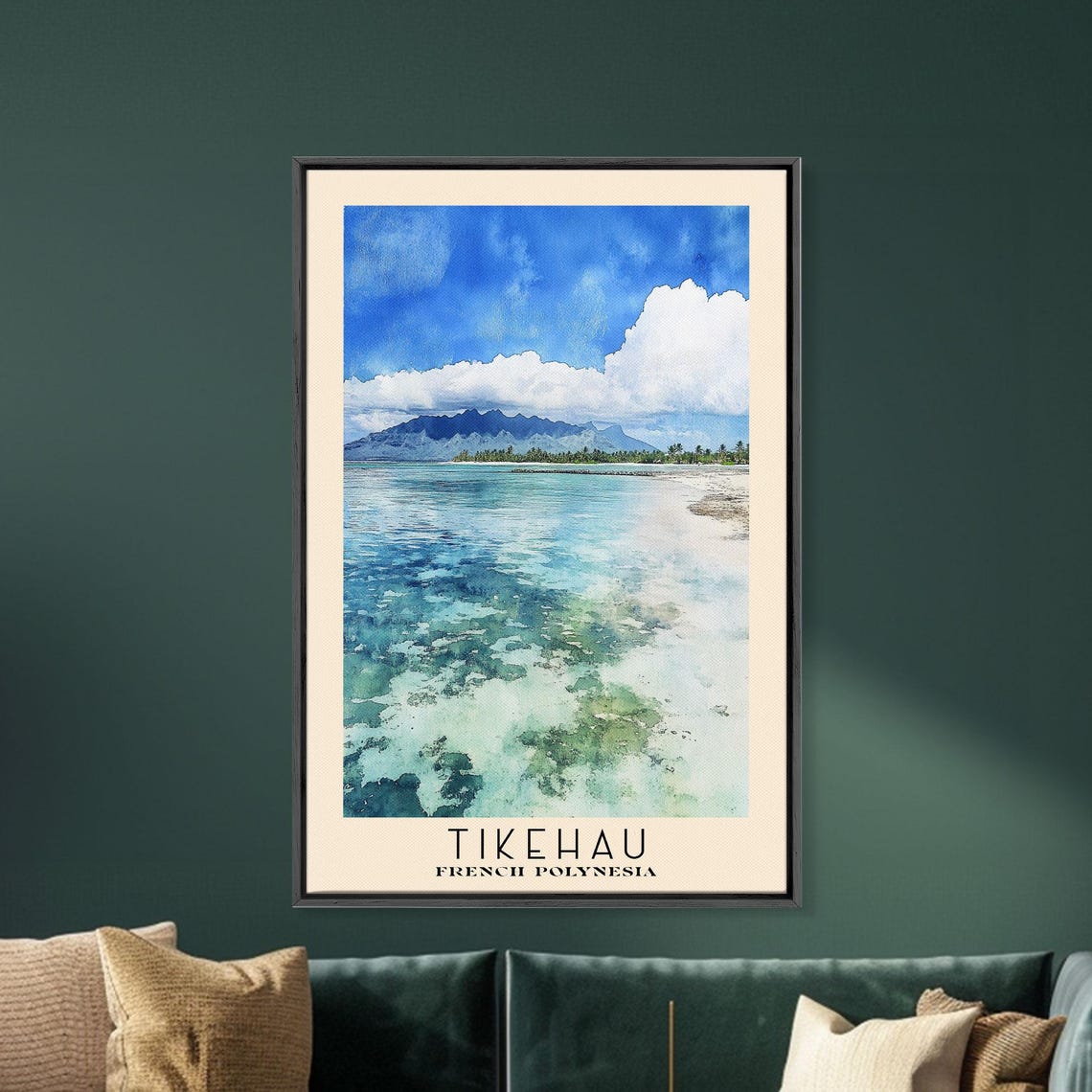 Tikehau French Polynesia Coral Lagoon Clear Water Mountain Poster