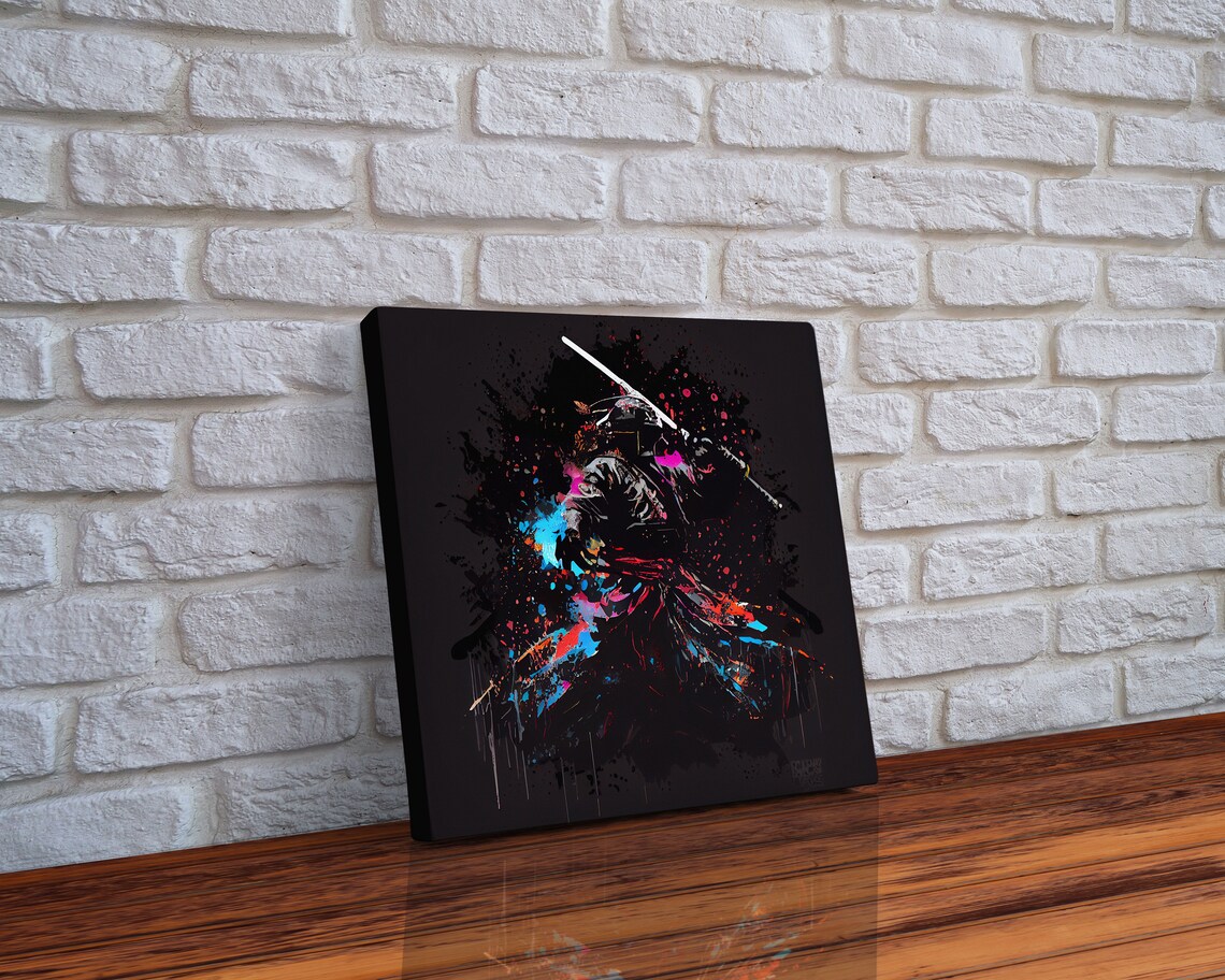 Neon Graffiti Samurai Splatter Art Print - Image 5