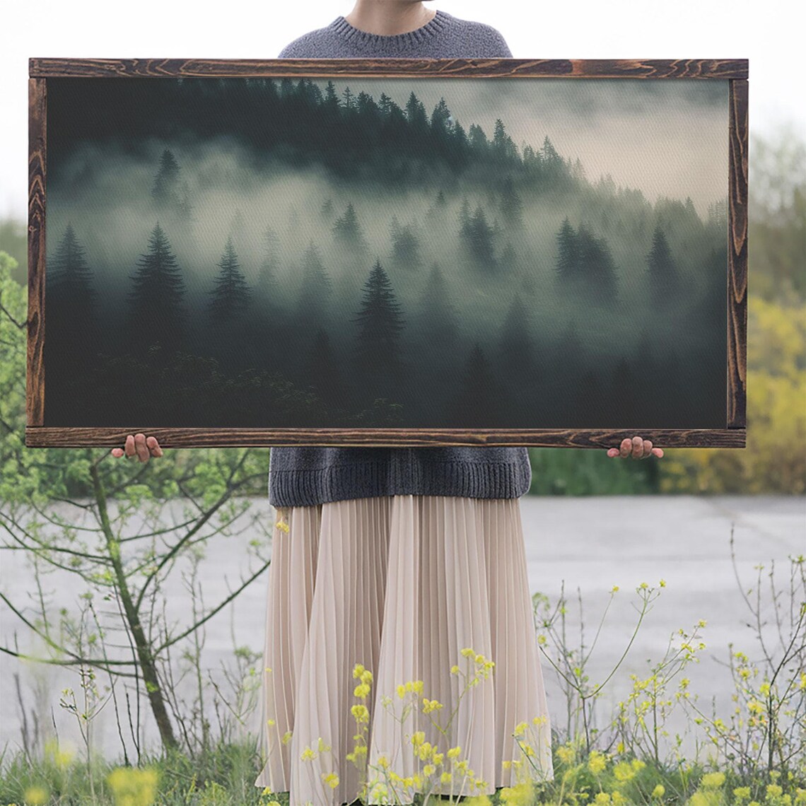 Foggy Pine Forest Canadian Forest Art Framed Print Farmhouse Decor Misty Forst Landscape - Image 6