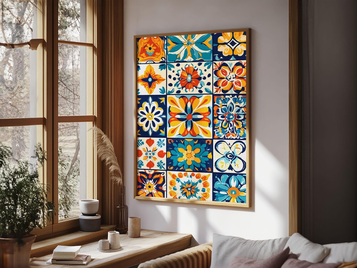 Mexican Tile Textile Print, Mexicano Style Decor - Image 4