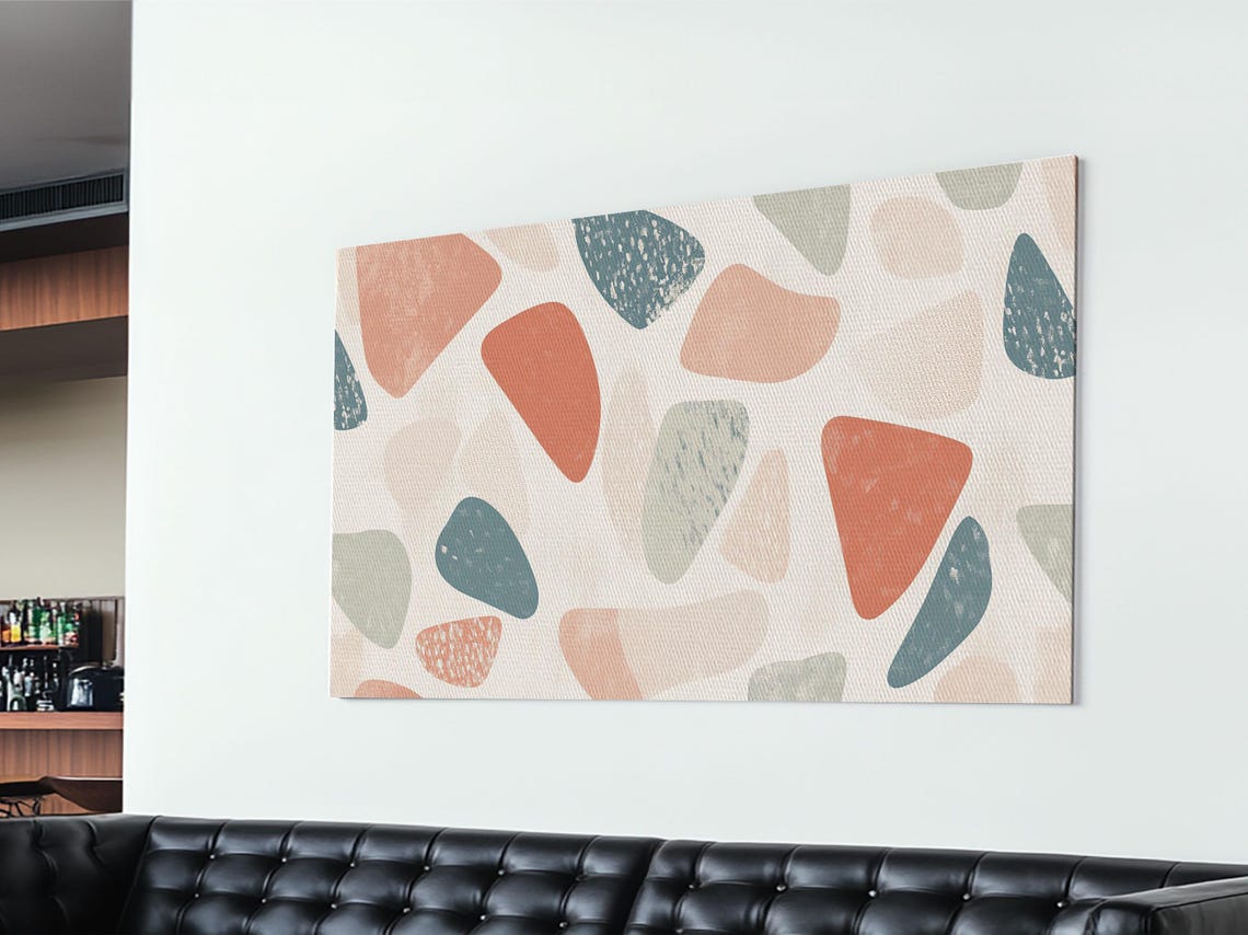 Abstract Shapes Geometric Wall Art Print Mcm Style Home Decor Above Sofa Art Home Decor