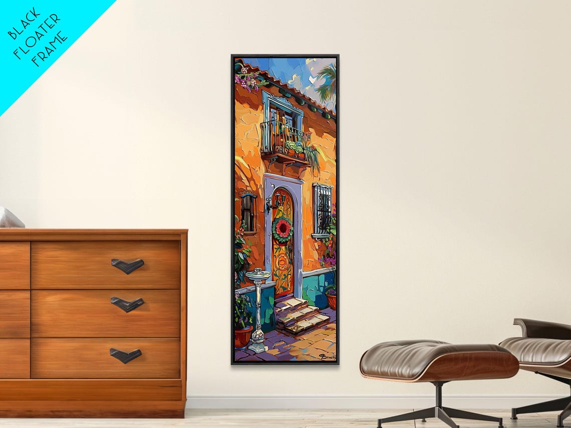 Spanish Colonial Facade Balcony Blue Door Old Town Architecture Poster - Image 2