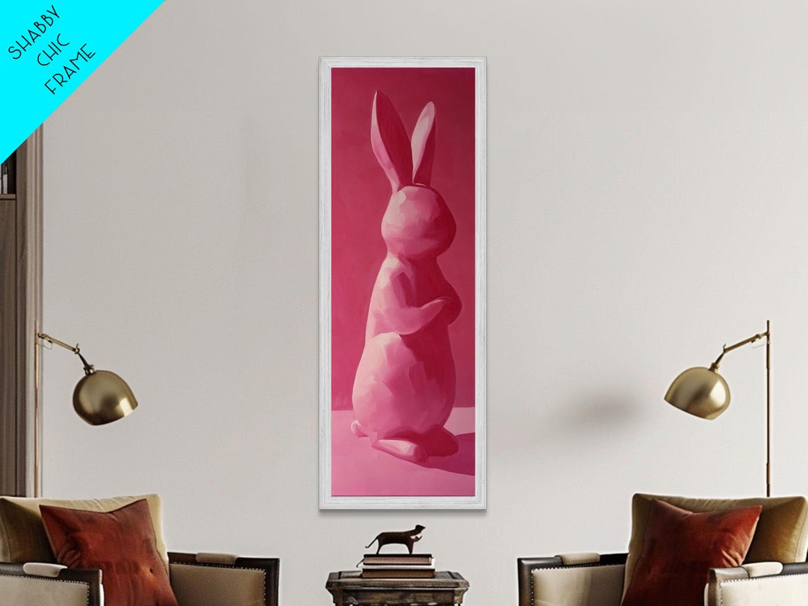 Abstract Painting Print Of A Bunny Rabbit Pink Wall Art Preppy Wall Art Gift For Her Girls Room Wall Art Rabbit Painting Girl Art - Image 6