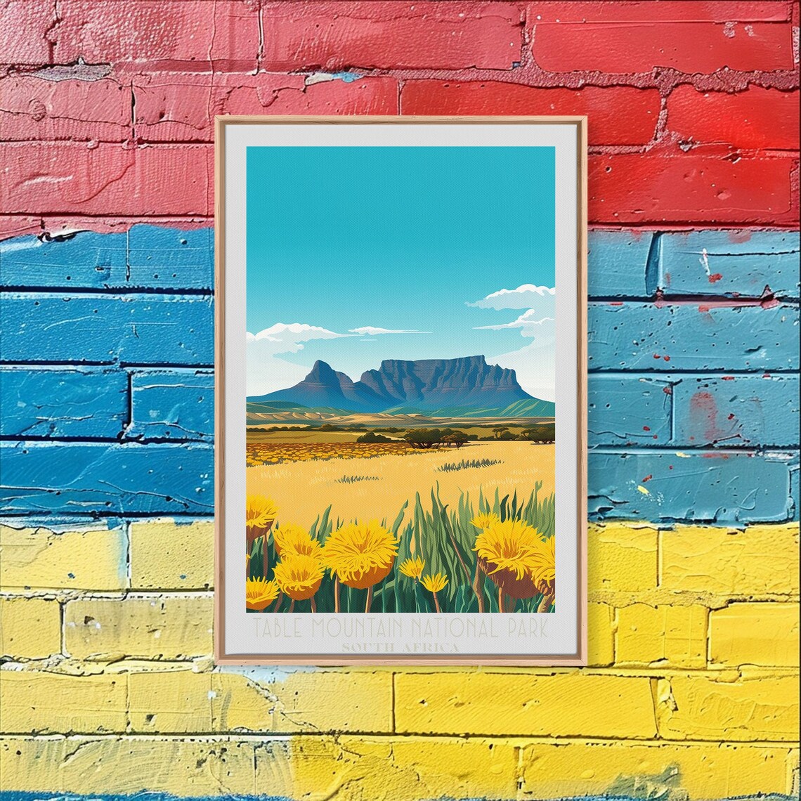 Table Mountain National Park Cape Town Wildflower Field Travel Poster - Image 3