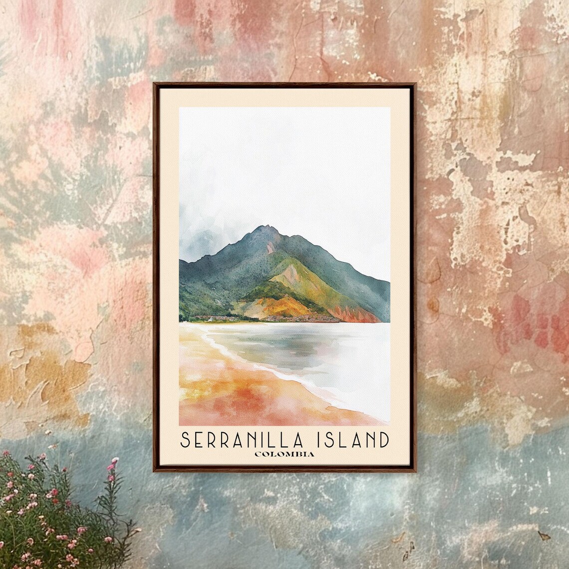Serranilla Island Colombia Mountain Shore Sandy Beach Surf Wash Poster - Image 3
