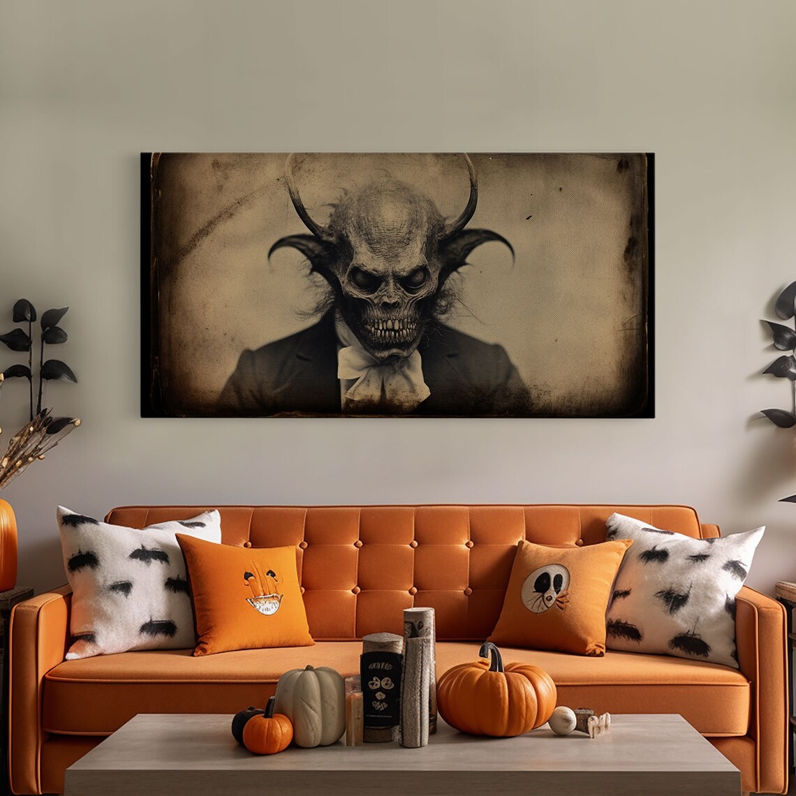 Demon Of 81st Street Skeletal Horned Suit Vintage Creepy Horror Wall Poster - Image 4