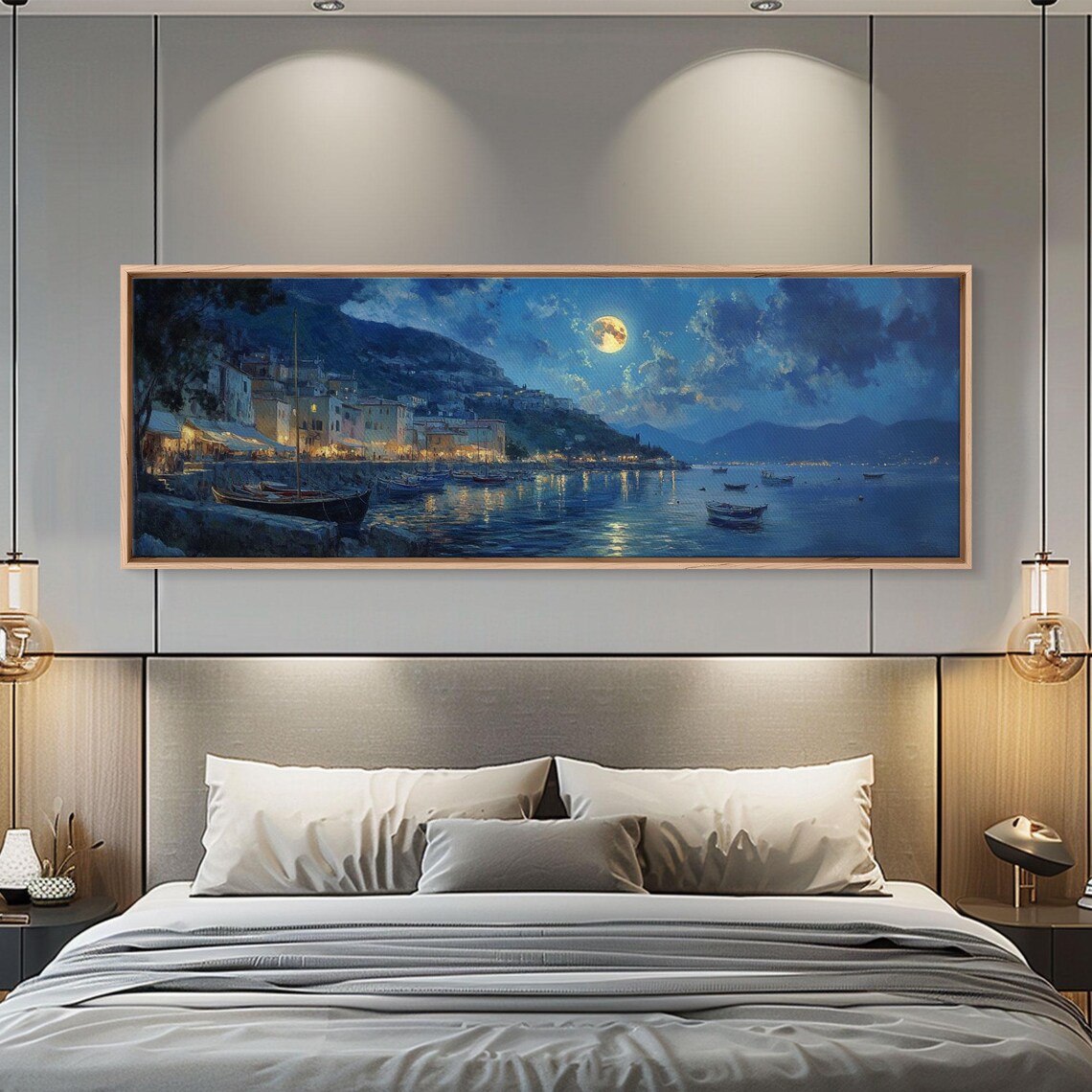 Portofino at Night, Italy Landscape Art Print - Image 5