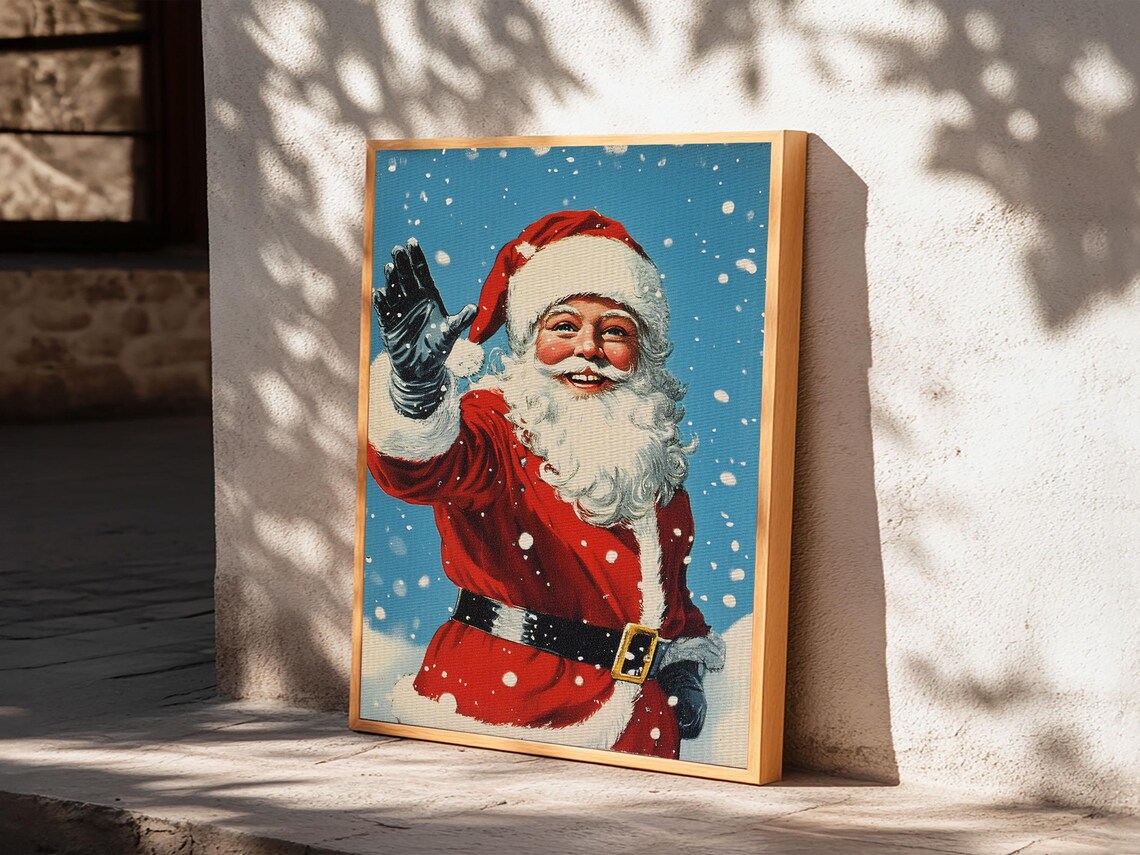 Portrait Of Santa Waving Framed Print Santa Painting Santa Art Santa Home Decor Christmas Wall Art Christmas - Image 6