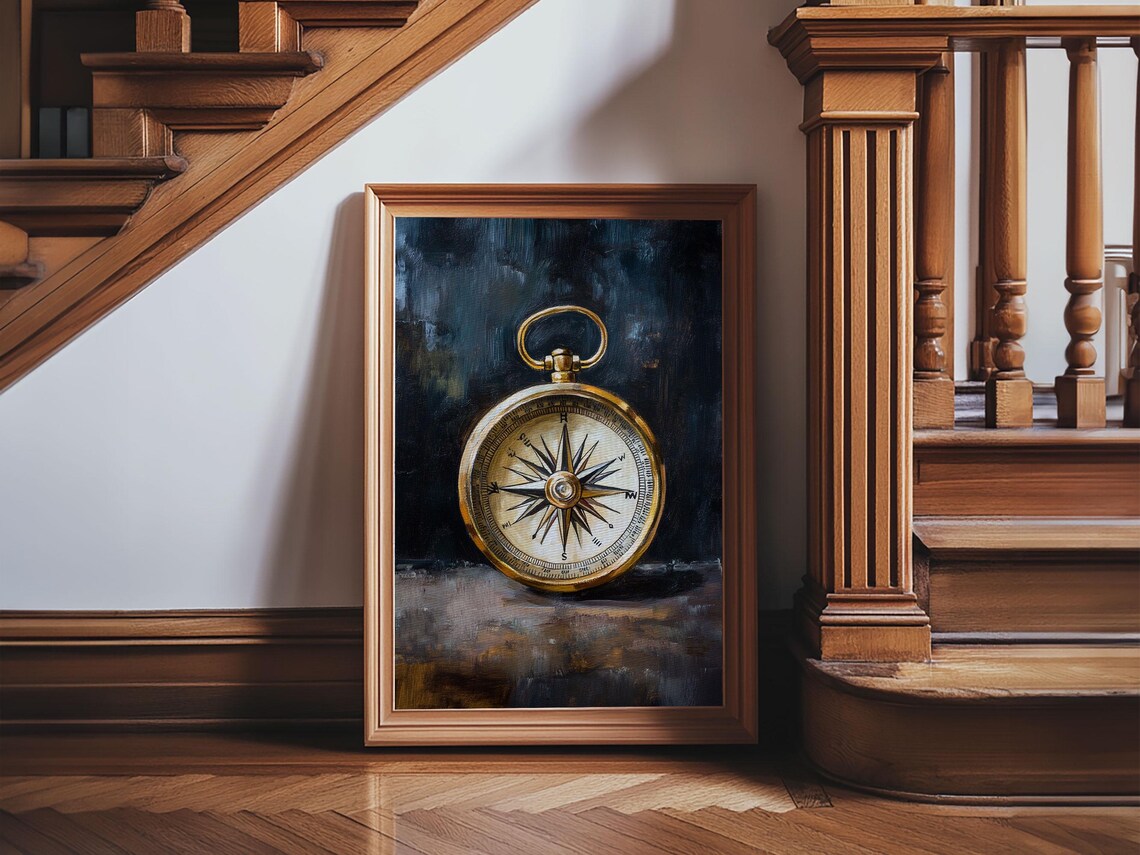 Weathered Compass Nautical Coastal Art Print - Image 5