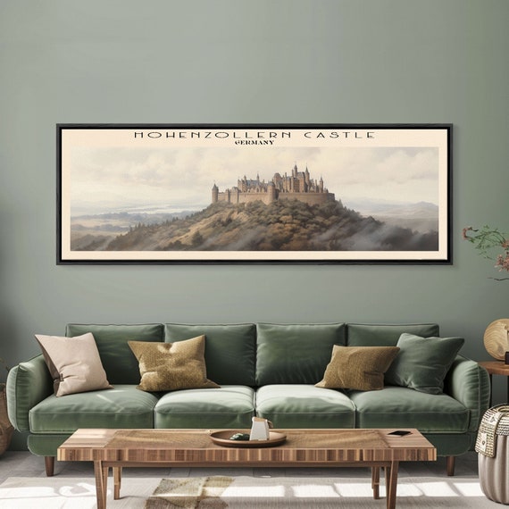 Hohenzollern Castle Travel Print Wall Art Panoramic Travel Poster Retro Style Home Decor Wall Hanging Travel Gift Idea