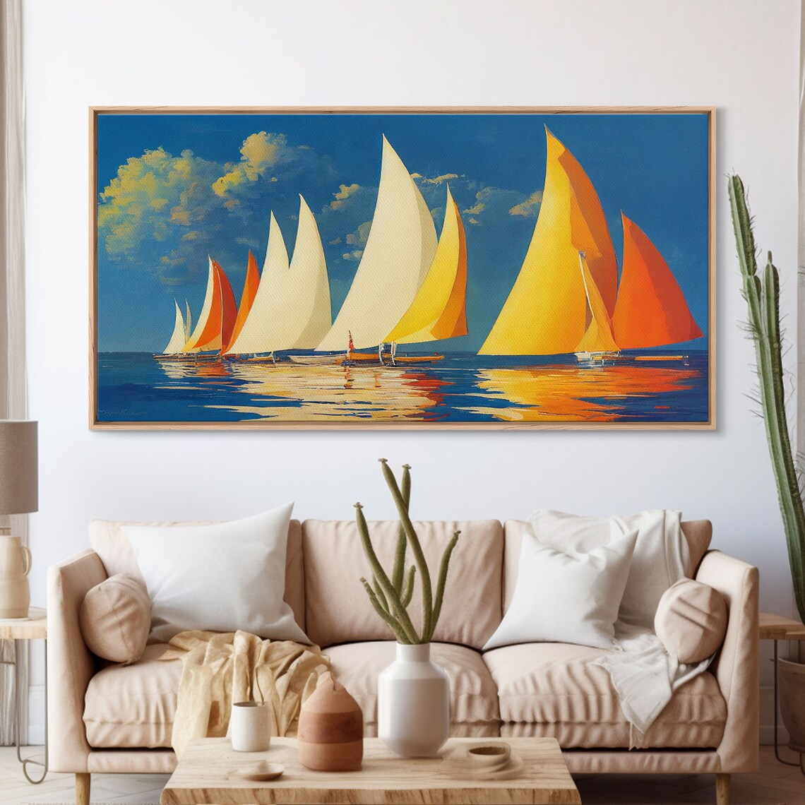 Art Deco Sailboats on the Open Sea Travel Poster - Image 3