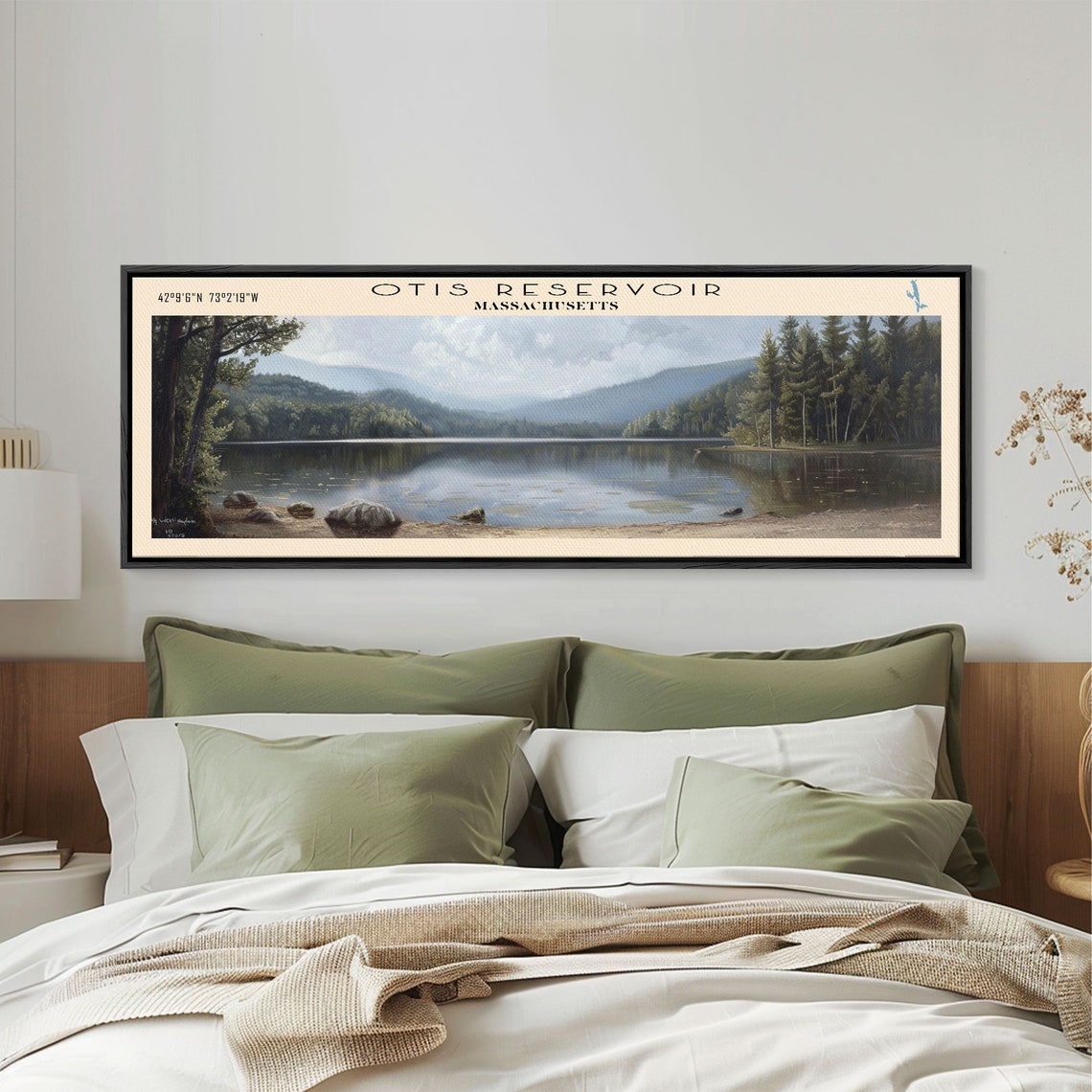 Otis Reservoir Massachusetts Calm Forest Mirror Water Shoreline Poster - Image 3