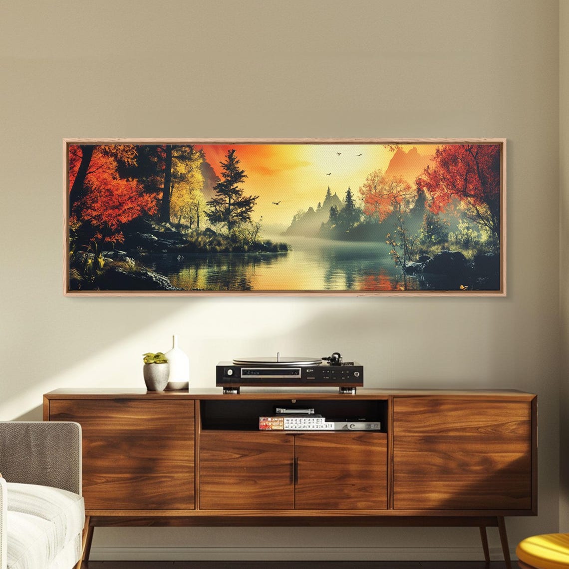 Dark Moody Valley Sunset Lake Autumn Forest Stormy Sky Poster - Image 3