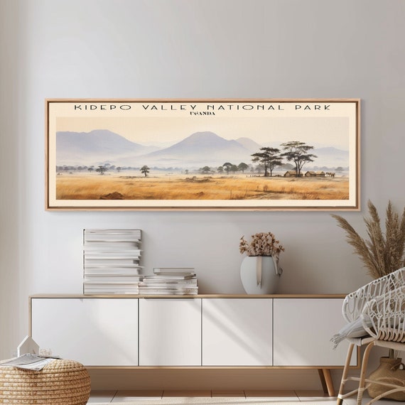 Kidepo Valley National Park Retro Travel Poster Panoramic Framed Print Uganda Travel Decor Vintage Style Home Decor Travel Print