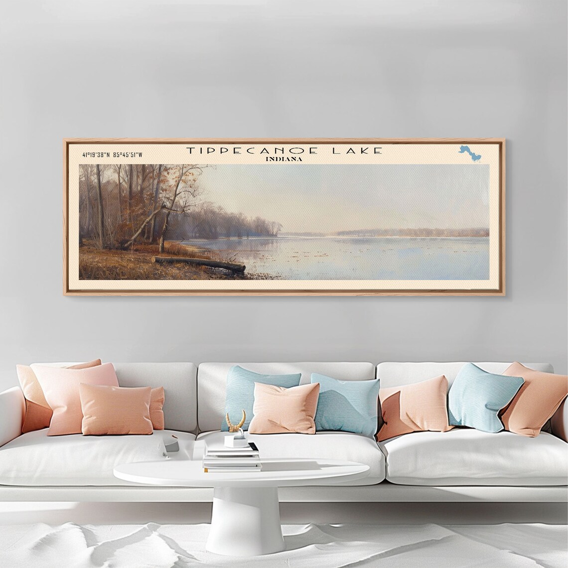 Tippecanoe Lake Indiana Panoramic Misty Autumn Shore Wall Art Poster - Image 5