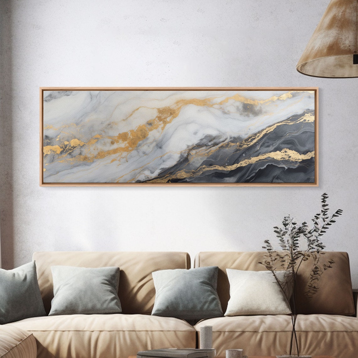 White Gold Marble Abstract Soft Gray Veins Modern Minimal Wall Art - Image 4