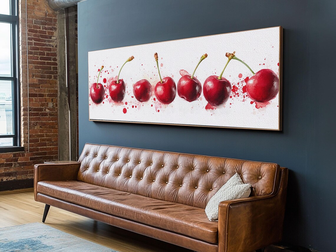 Original Cherry Painting Print Panoramic Fruit Illustration Home Decor For Kitchen Framed Wall Art Dining Room Decor - Image 3