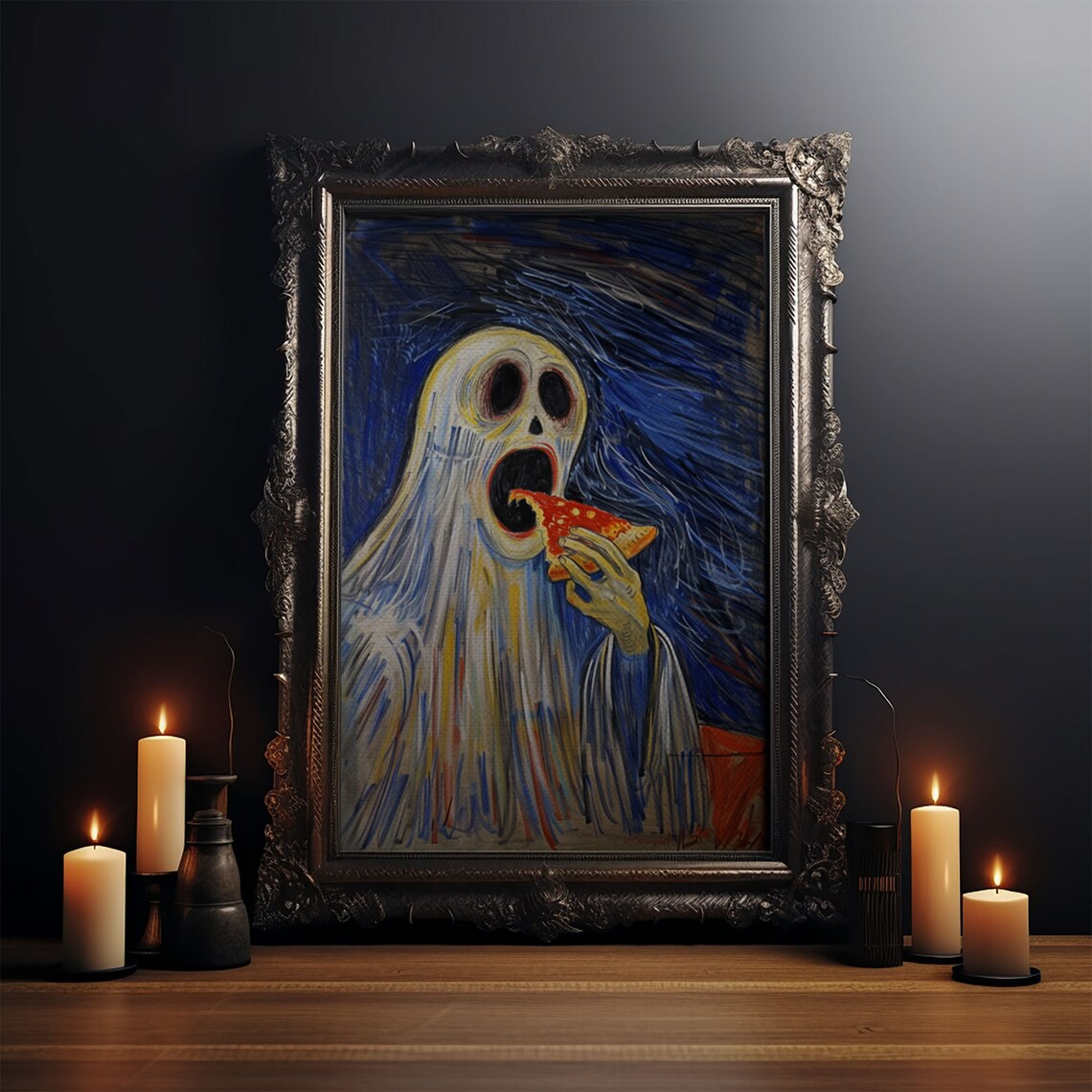 Spooky Ghost Eatin A Pizza Yum, Funny Halloween - Image 4