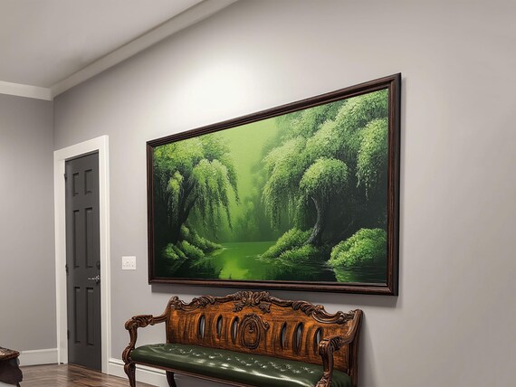 Willow Grove Framed Print Tranquil Forest Landscape Wall Art Sage Green Rustic Home Decor Above Bed Nature Art