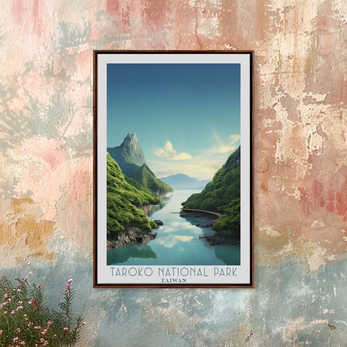 Taroko National Park Taiwan Marble Gorge River Green Peaks Travel Poster - Image 5