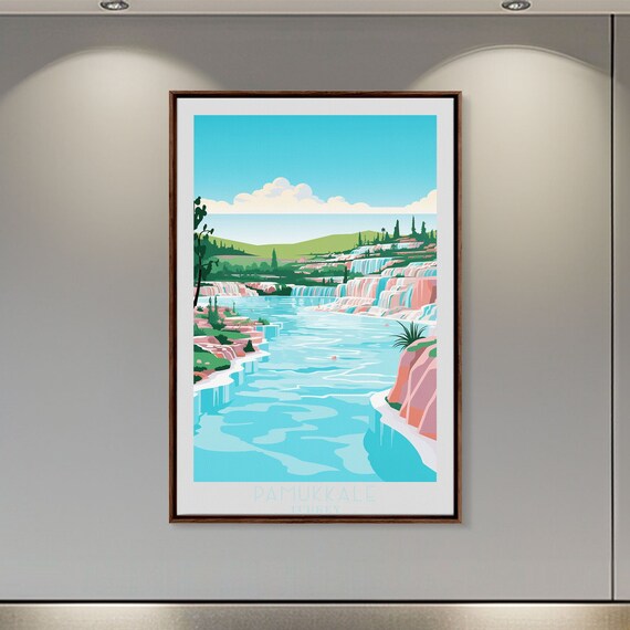 Pamukkale Travel Print Wall Art Original Travel Poster Retro Style Home Decor Wall Hanging Travel Gift Idea