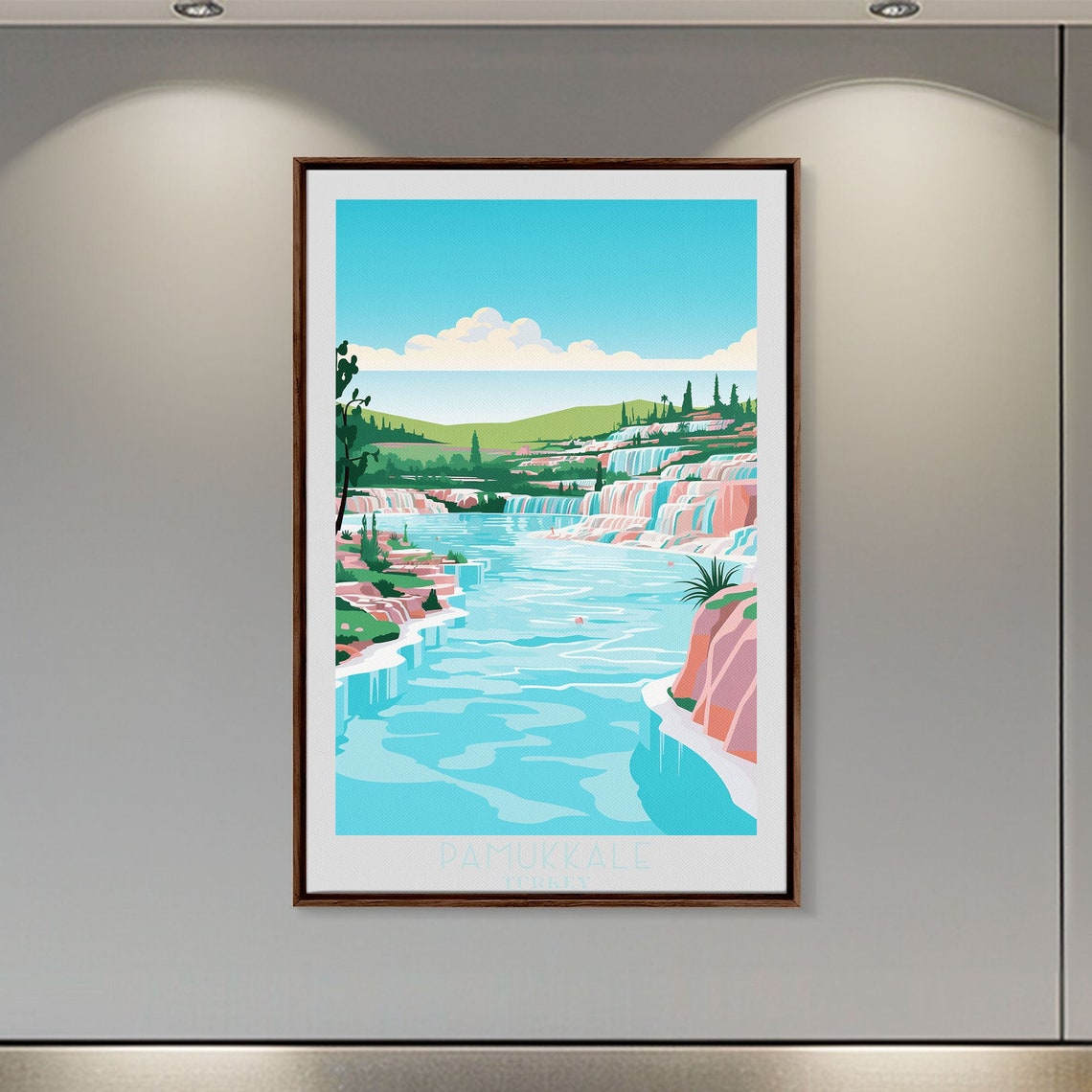 Pamukkale Turkey White Travertine Terraces Turquoise Pools Poster