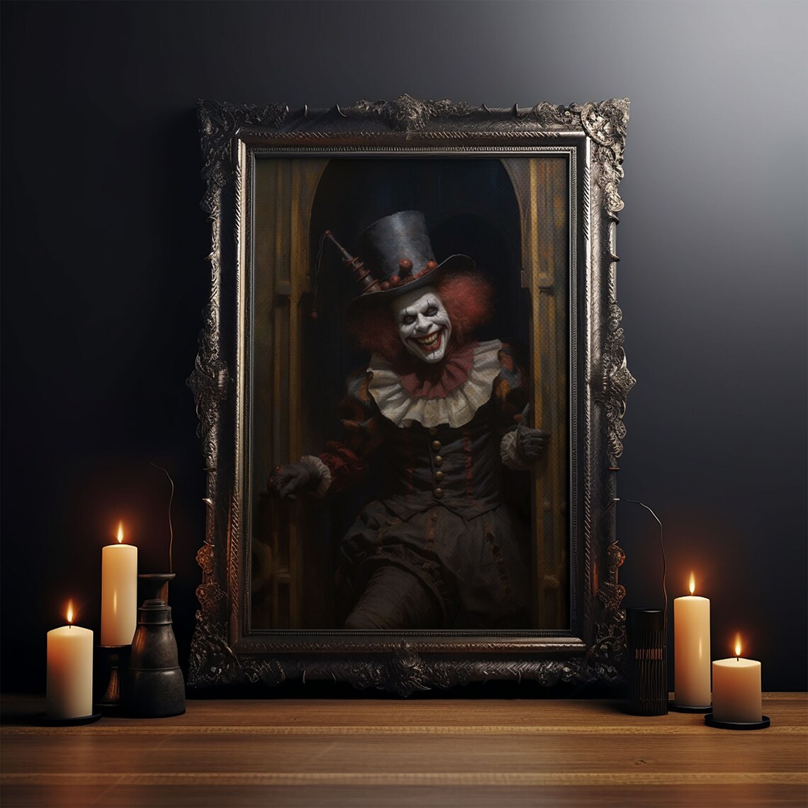 Scary Victorian Clown, Victorian Gothic Halloween Art Print - Image 3
