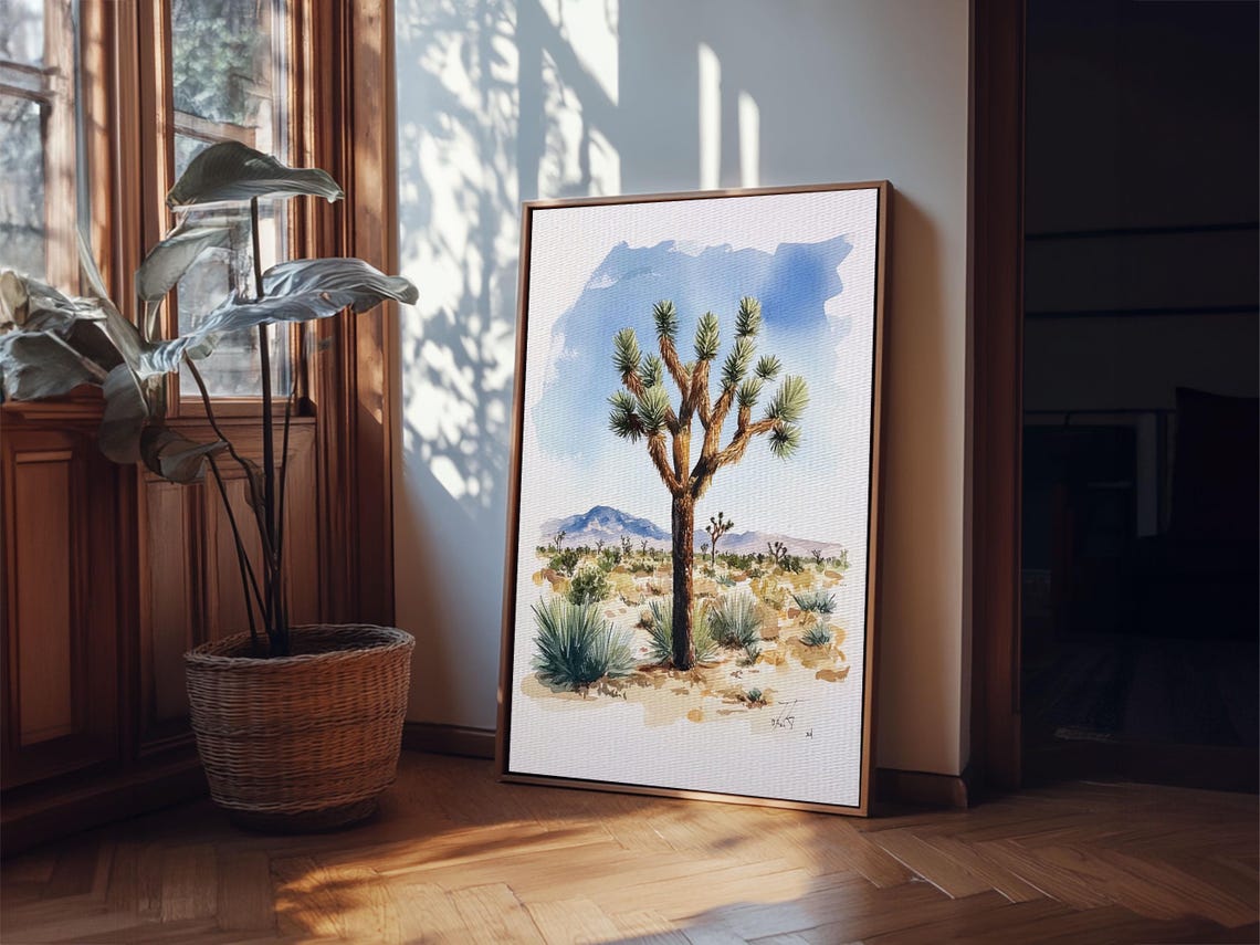 Joshua Tree Desert Landscape Watercolor California Art Poster - Image 2