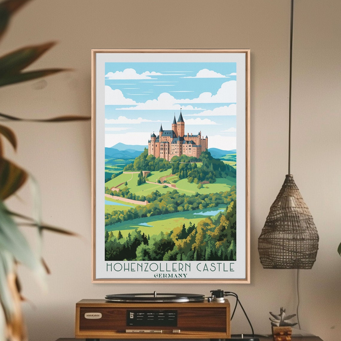 Hohenzollern Castle Germany Hilltop Fortress Green Valley Retro Poster - Image 3