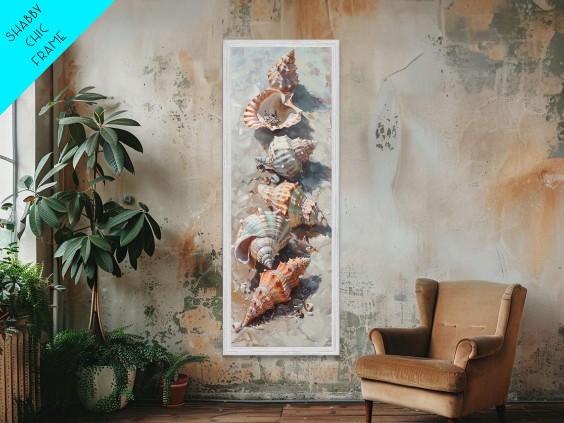 Row Of Elegant Seashells On Soft Sand Coastal Still Life Beach Poster