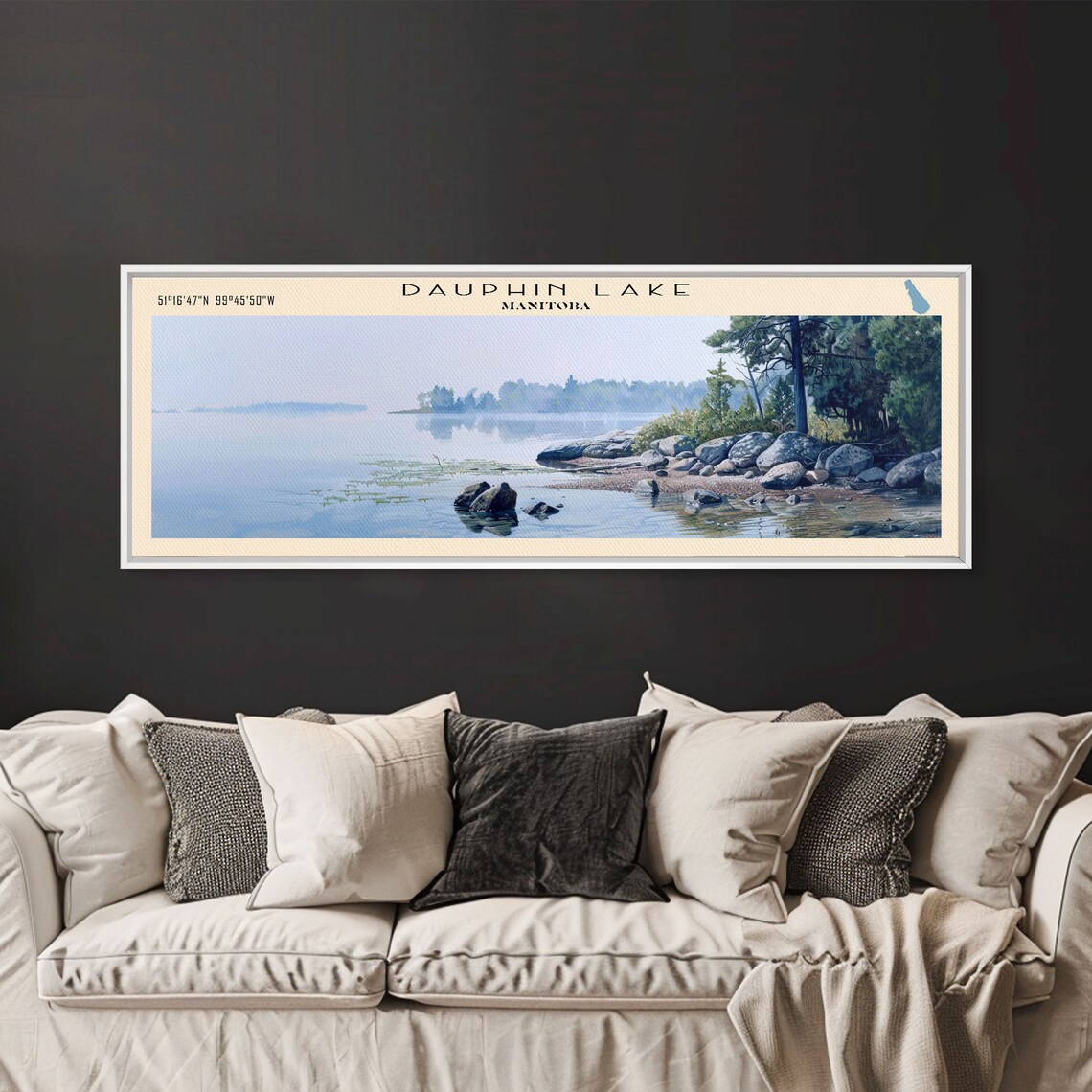 Dauphin Lake Manitoba Rocky Shore Pine Calm Water Travel Poster - Image 3