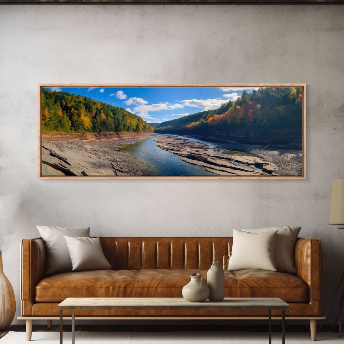 Letchworth State Park Autumn River Gorge Rocky Banks Panoramic Poster