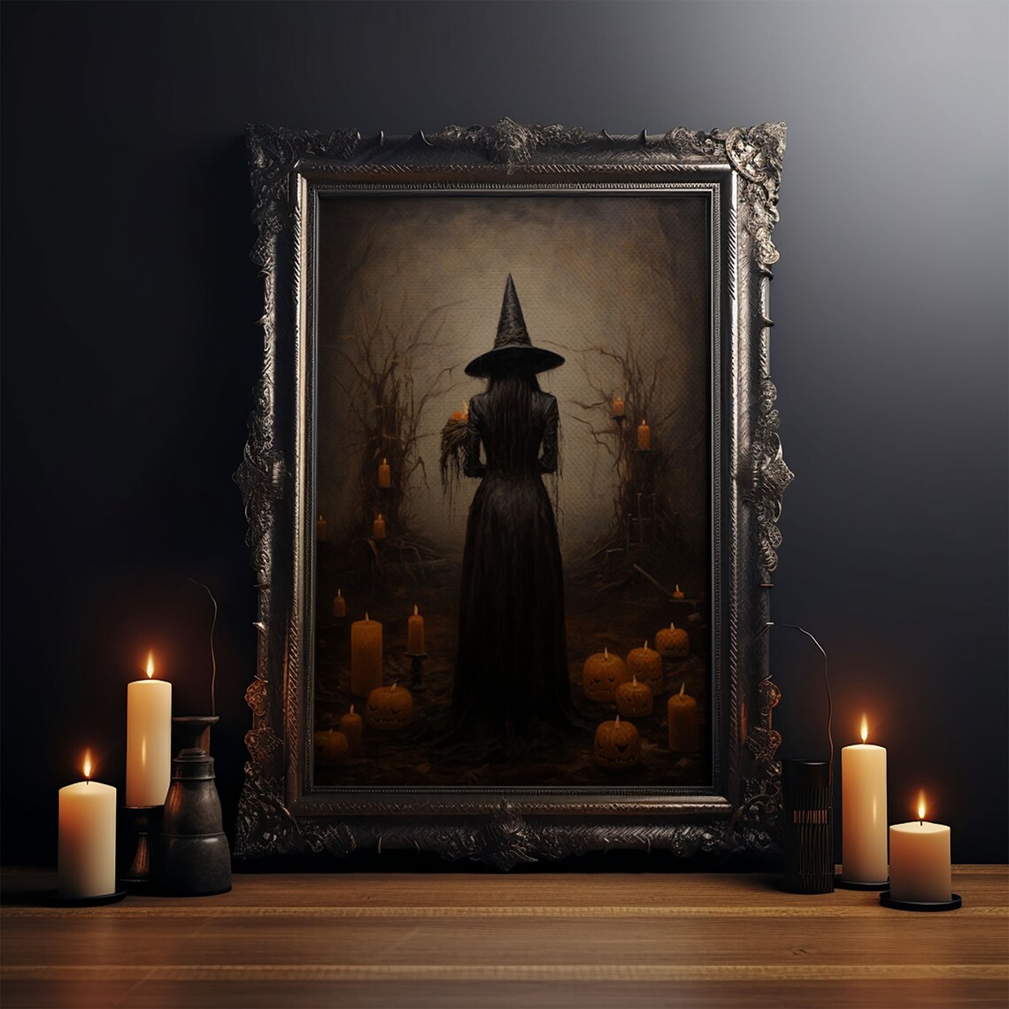 Vintage Halloween Witch, Dark Academia Art Print - Image 3