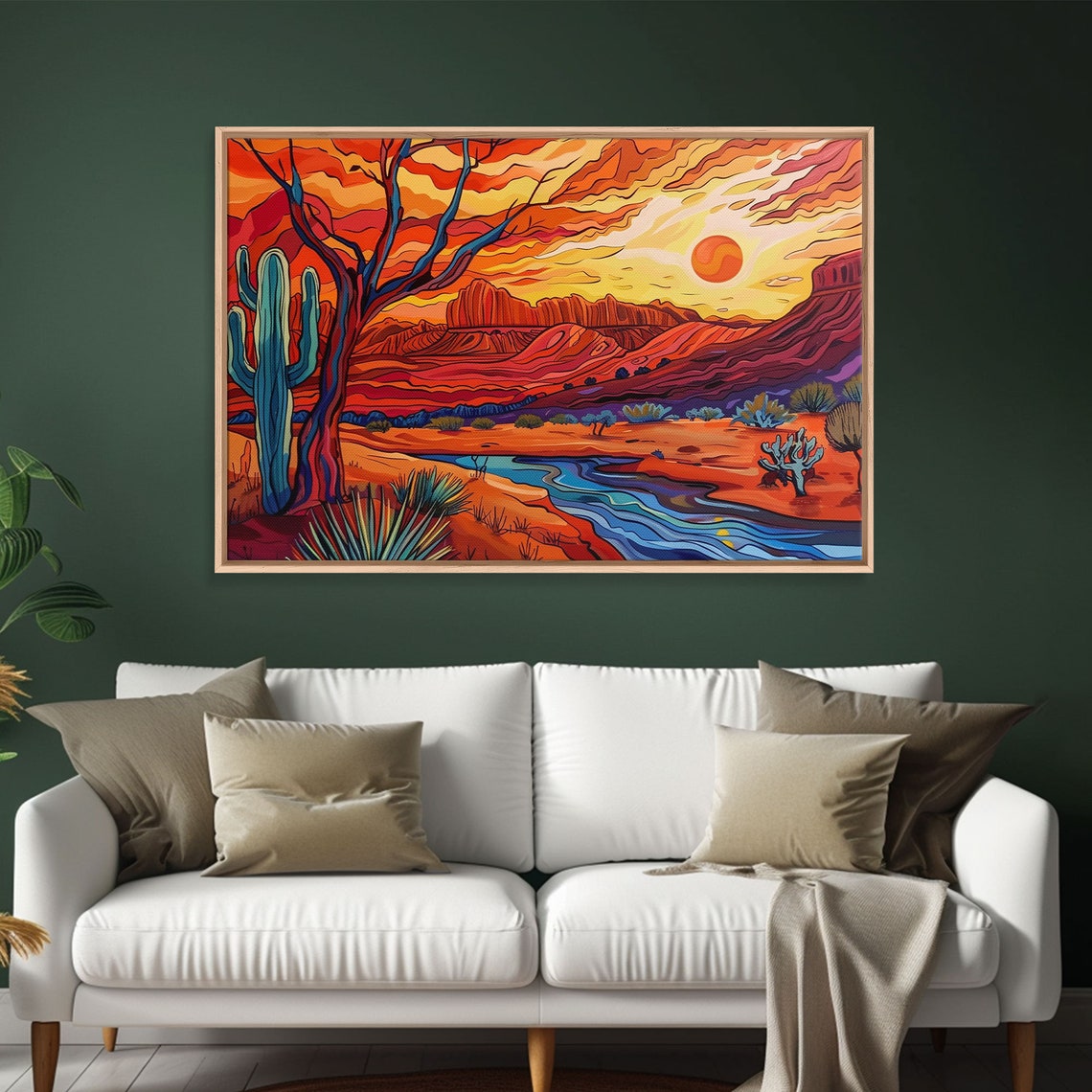 Southwest Desert Sunset Saguaro Cactus River Pop Art Travel Poster - Image 5