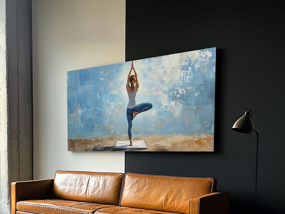 Yoga Tree Pose Beach Blue Sky Wellness Meditation Wall Art Poster - Image 6