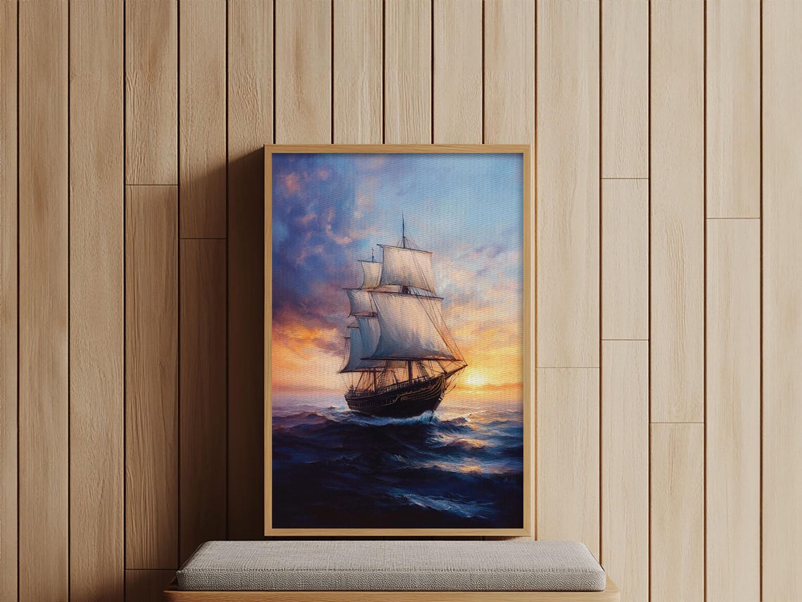 Pirateship At Dawn, Pirate Art Print - Image 4