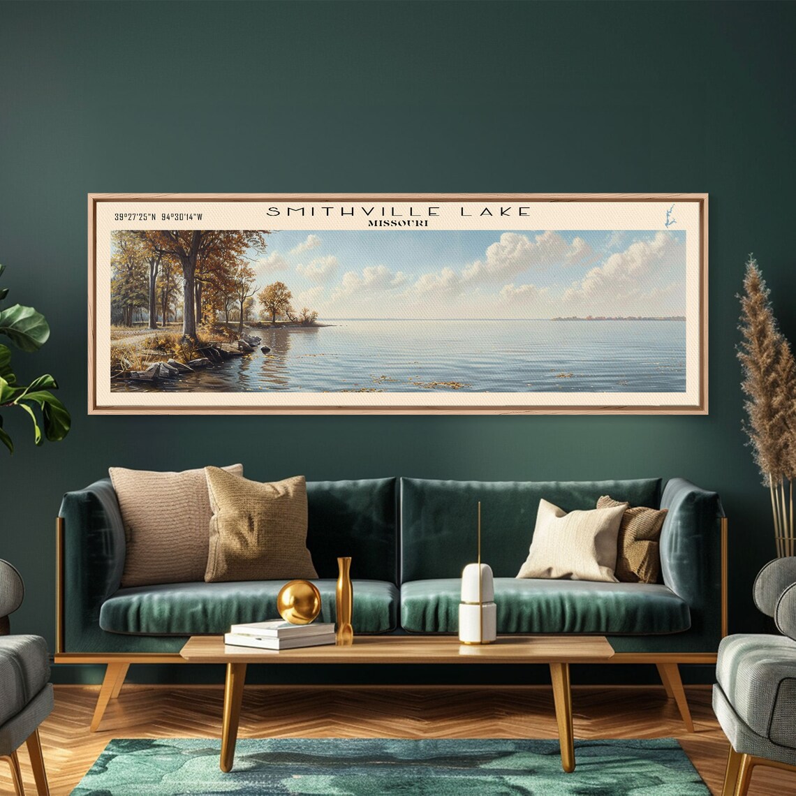Smithville Lake Missouri Panoramic Framed Print Lake House Decor Wall Art Travel Poster Serene Lake Painting Living Room Decor - Image 4